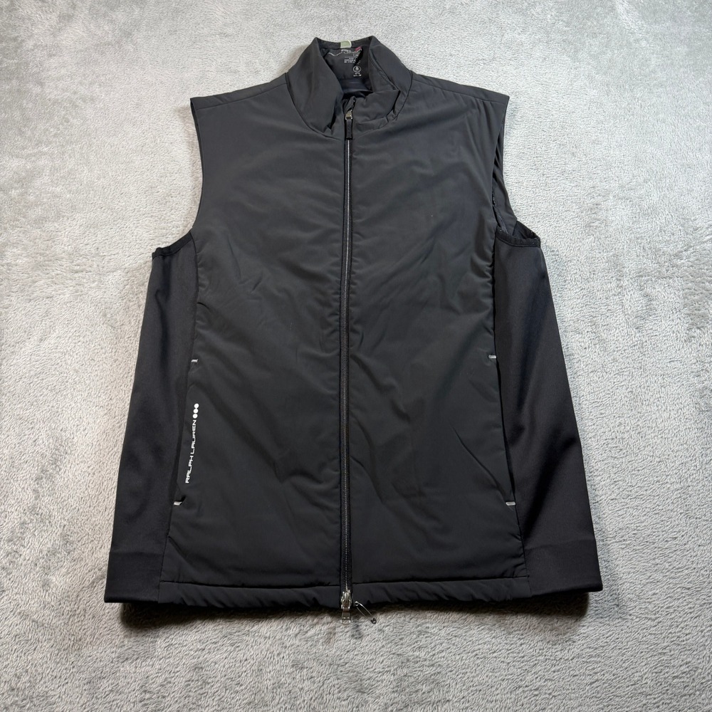 RLX Ralph Lauren Vest Mens Small Black Water Repellent Full Zip Performance Golf